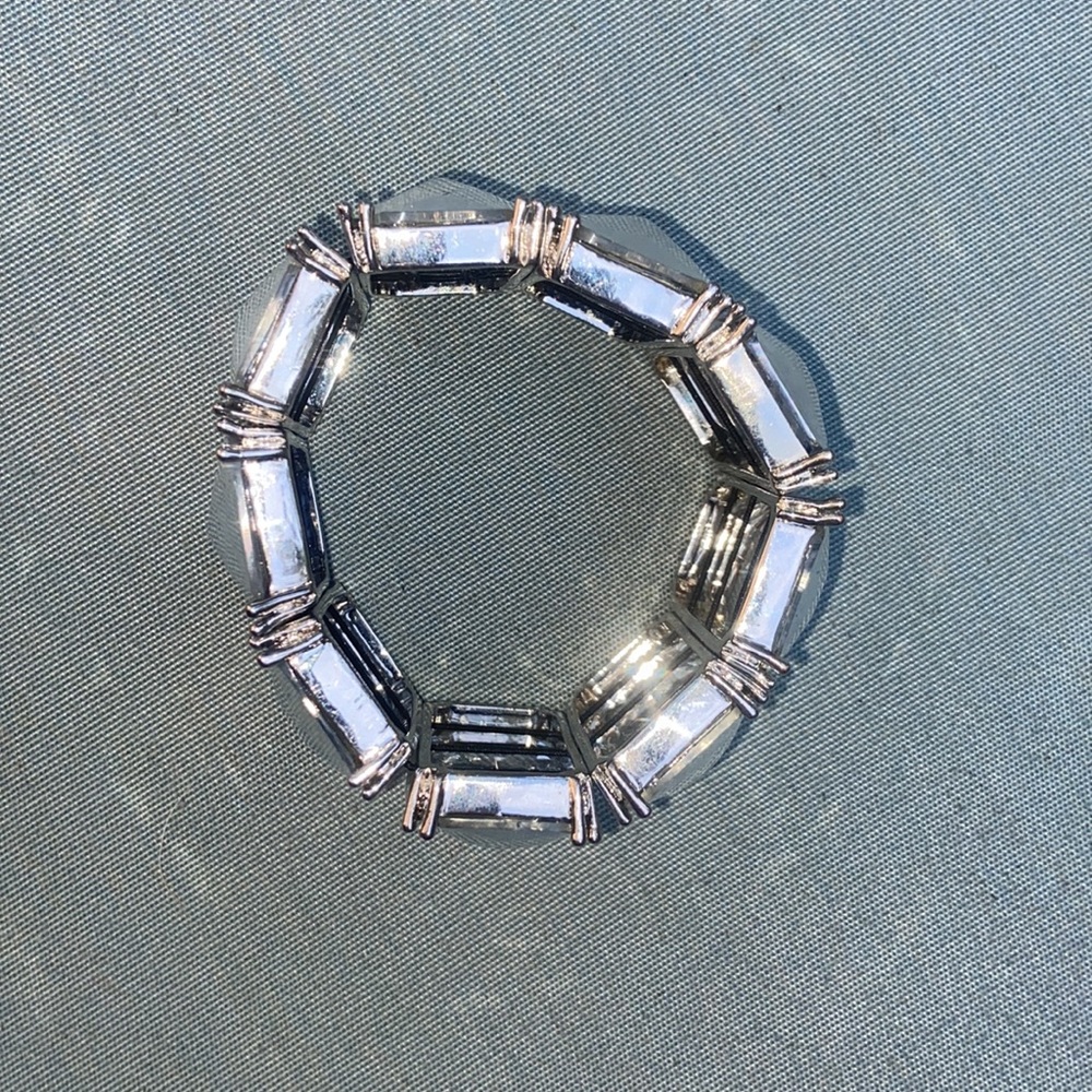 Silver Crystal Stretch Statement Bracelet - image 2